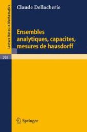 book Ensembles Analytiques Capacités Mesures de Hausdorff