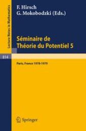 book Séminaire de Théorie du Potentiel Paris, No. 5