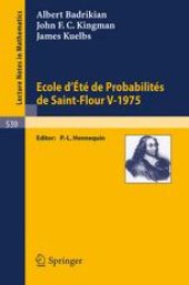 book Ecole d'Eté de Probabilités de Saint-Flour V-1975