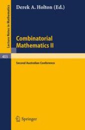 book Combinatorial Mathematics: Proceedings of the Second Australian Conference