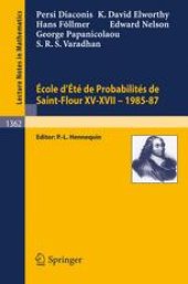 book École d'Été de Probabilités de Saint-Flour XV–XVII, 1985–87