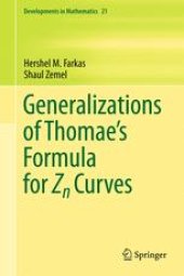 book Generalizations of Thomae's Formula for Zn Curves