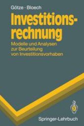 book Investitionsrechnung: Modelle und Analysen zur Beurteilung von Investitionsvorhaben