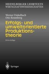 book Erfolgs- und umweltorientierte Produktionstheorie