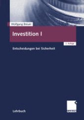 book Investition I: Entscheidungen bei Sicherheit