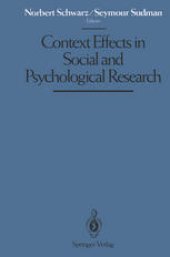 book Context Effects in Social and Psychological Research