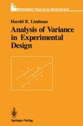book Analysis of Variance in Experimental Design