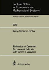 book Estimation of Dynamic Econometric Models with Errors in Variables