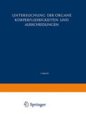 book Untersuchung der Organe Korperflussigkeiten und Ausscheidungen