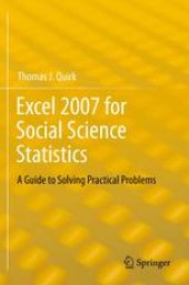 book Excel 2007 for Social Science Statistics: A Guide to Solving Practical Problems