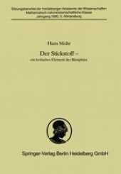 book Der Stickstoff: Ein kritisches Element der Biosphäre