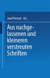 book Aus Nachgelassenen und Kleineren Verstreuten Schriften