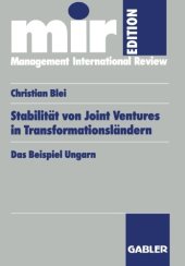 book Stabilität von Joint Ventures in Transformationsländern: Das Beispiel Ungarn