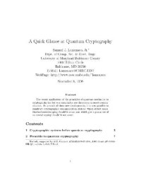 cover of the book A quick glance at quantum cryptography