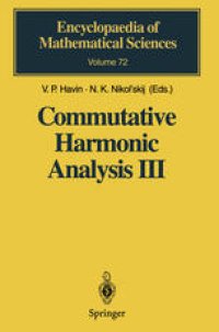 cover of the book Commutative Harmonic Analysis III: Generalized Functions. Application