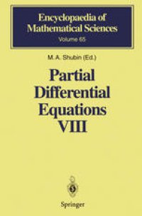 cover of the book Partial Differential Equations VIII: Overdetermined Systems Dissipative Singular Schrödinger Operator Index Theory