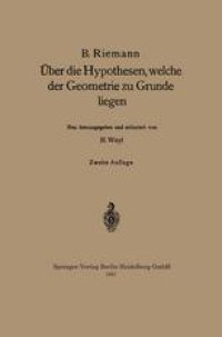 cover of the book Über die Hypothesen, welche der Geometrie zu Grunde liegen