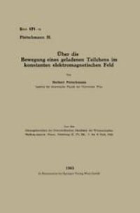 cover of the book Über die Bewegung eines geladenen Teilchens im konstanten elektromagnetischen Feld