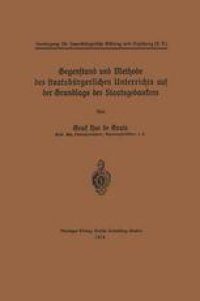 cover of the book Gegenstand und Methode des staatsbürgerlichen Unterrichts auf der Grundlage des Staatsgedankens