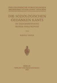 cover of the book Die Soziologischen Gedanken Kants im Zusammenhang seiner Philosophie