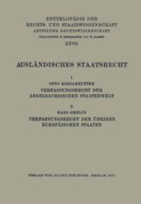 cover of the book Ausländisches Staatsrecht: 1. Verfassungsrecht der Angelsächsischen Staatenwelt