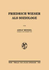 cover of the book Friedrich Wieser als Soziologe