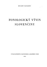 cover of the book Fonologický vývin slovenčiny