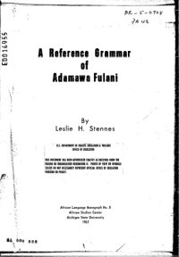 cover of the book A reference grammar of Adamawa Fulani