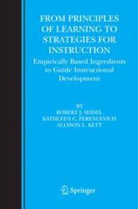 cover of the book From Principles of Learning to Strategies for Instruction: Empirically Based Ingredients to Guide Instructional Development