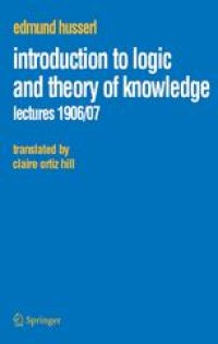 cover of the book Introduction to Logic and Theory of Knowledge: Lectures 1906/07