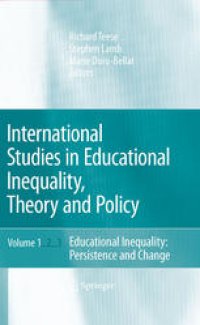 cover of the book International Studies in Educational Inequality, Theory and Policy