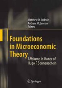 cover of the book Foundations in Microeconomic Theory: A Volume in Honor of Hugo F. Sonnenschein