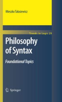 cover of the book Philosophy of Syntax: Foundational Topics
