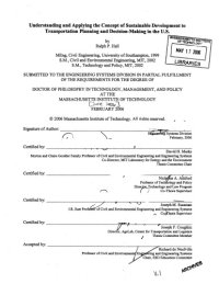 cover of the book Understanding and applying the concept of sustainable development to transportation planning and decision-making in the U.S.