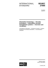 cover of the book ISO/IEC 27000:2009, Information security management systems — Overview and vocabulary