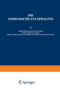 cover of the book Die Epidemische Encephalitis: Heft 30