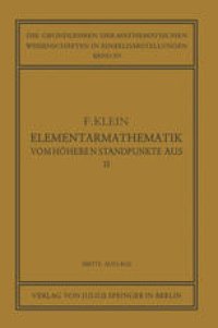 cover of the book Elementarmathematik vom Höheren Standpunkte Aus: Geometrie