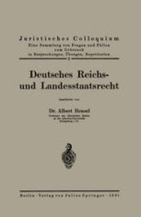 cover of the book Deutsches Reichs- und Landesstaatsrecht