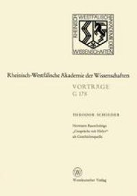 cover of the book Hermann Rauschnings „Gespräche mit Hitler“ als Geschichtsquelle: 169. Sitzung am 21. Juli 1971 in Düsseldorf