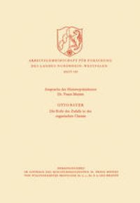 cover of the book Ansprache des Ministerpräsidenten / Die Rolle des Zufalls in der organischen Chemie