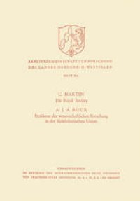 cover of the book Die Royal Society. Probleme der wissenschaftlichen Forschung in der Südafrikanischen Union