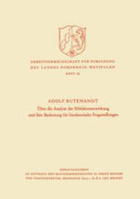 cover of the book Über die Analyse der Erbfaktorenwirkung und ihre Bedeutung für biochemische Fragestellungen