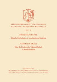 cover of the book Klinische Psychologie, ein psychiatrisches Bedürfnis / Über die Deckung des Nährstoffbedarfs in Westdeutschland