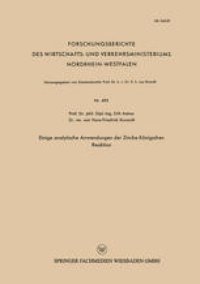 cover of the book Einige analytische Anwendungen der Zincke-Königschen Reaktion