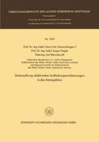 cover of the book Untersuchung elektrischer Aufladungserscheinungen in der Atmosphäre