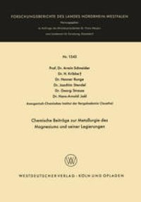 cover of the book Chemische Beiträge zur Metallurgie des Magnesiums und seiner Legierungen