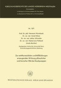 cover of the book Zur antithyreoidalen und Mißbildungen erzeugenden Wirkung pflanzlicher und tierischer Öle bei Kaulquappen