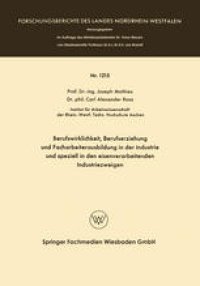 cover of the book Berufswirklichkeit, Berufserziehung und Facharbeiterausbildung in der Industrie und speziell in den eisenverarbeitenden Industriezweigen