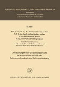 cover of the book Untersuchungen über die Existenzbereiche der Eisenkarbide mit Hilfe der Elektronenmikroskopie und Elektronenbeugung