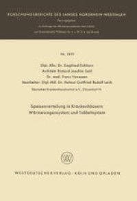 cover of the book Speisenverteilung in Krankenhäusern Wärmewagensystem und Tablettsystem